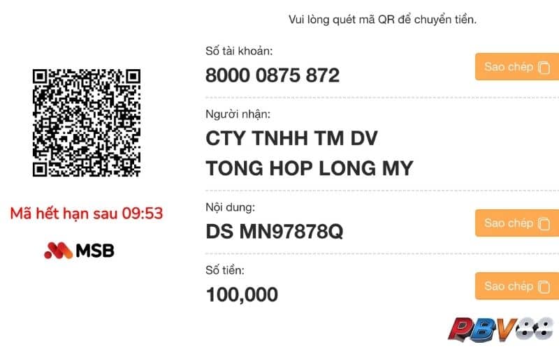 Nạp tiền PBV88 bằng mã QR được xử lý nhanh hơn